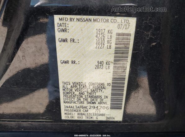 1N4AL3AP6HC294206 2017 NISSAN ALTIMA Black ძრავის განყოფილების ხედი