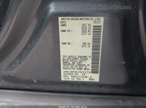 1N4AL3AP7HC263174 2017 NISSAN ALTIMA Gray Շարժիչի բաժամունքի տեսք