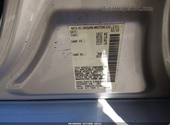 1N4AL3AP7JC196405 2018 NISSAN ALTIMA Серебряный Вид подкапотного пространства