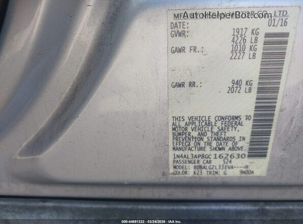 1N4AL3AP8GC162630 2016 NISSAN ALTIMA Серебряный Вид подкапотного пространства
