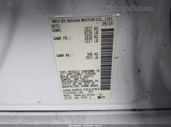 1N4AL3AP9JC101293 2018 NISSAN ALTIMA White Vista del compartimento del motor