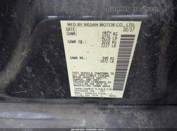 1N4AL3AP9JC126128 2018 NISSAN ALTIMA Черный Вид подкапотного пространства