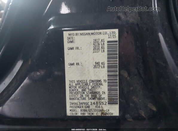 1N4AL3APXGC148552 2016 NISSAN ALTIMA Gray ძრავის განყოფილების ხედი