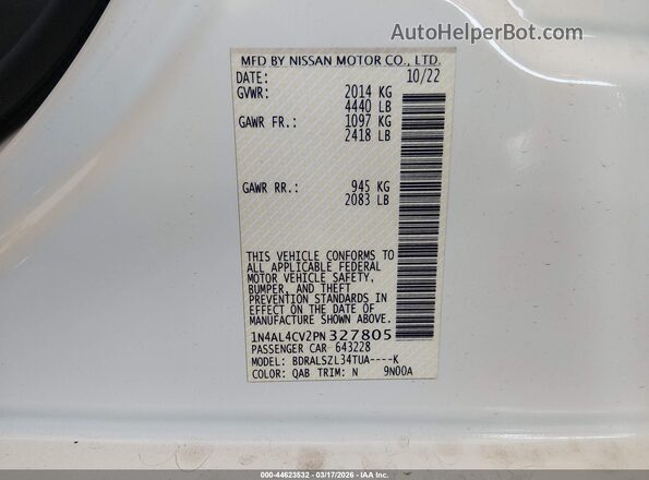 1N4AL4CV2PN327805 2023 NISSAN ALTIMA White Widok komory silnika