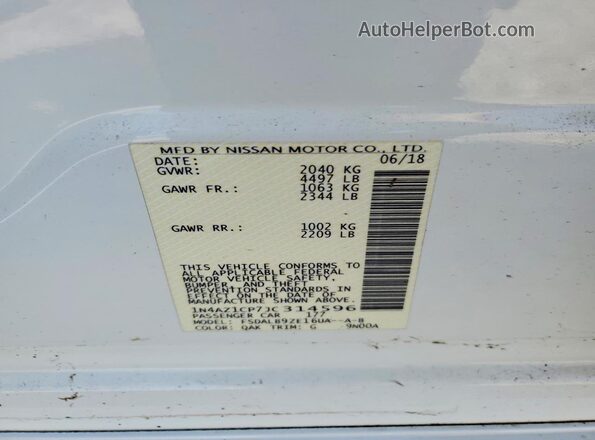 1N4AZ1CP7JC314596 2018 NISSAN LEAF Белый Вид подкапотного пространства