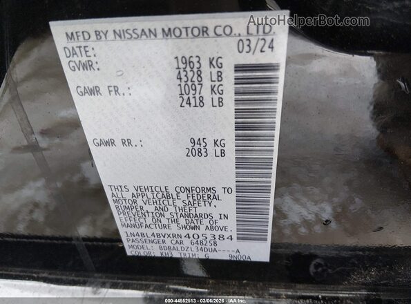1N4BL4BVXRN405384 2024 NISSAN ALTIMA Black Vista del compartimento del motor