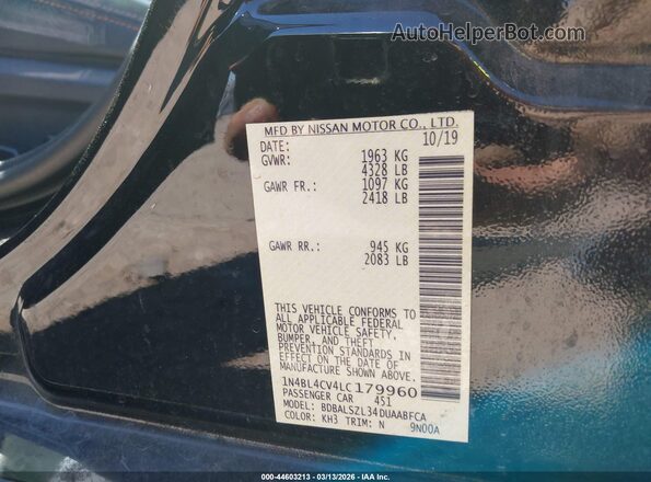 1N4BL4CV4LC179960 2020 NISSAN ALTIMA Black Widok komory silnika