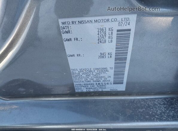 1N4BL4DV4RN385565 2024 NISSAN ALTIMA Серый Вид подкапотного пространства