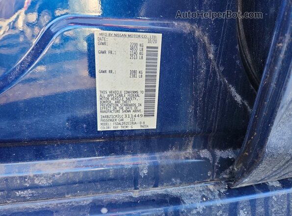 1N4BZ1CP2LC311449 2020 NISSAN LEAF Blue Շարժիչի բաժամունքի տեսք