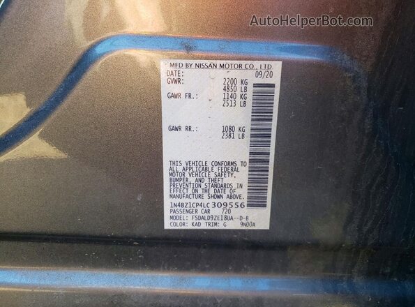 1N4BZ1CP4LC309556 2020 NISSAN LEAF Gray Vista de la etiqueta del VIN