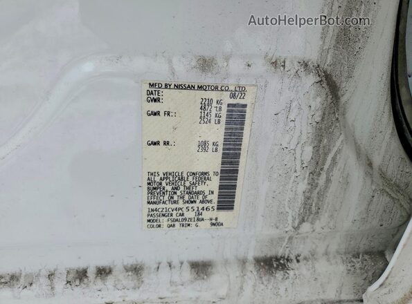 1N4CZ1CV4PC551465 2023 NISSAN LEAF Белый Вид наклейки с VIN-кодом