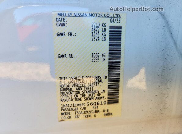 1N4CZ1CV6PC560619 2023 NISSAN LEAF Белый Вид наклейки с VIN-кодом
