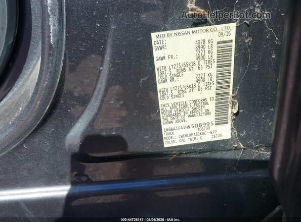 1N6BA1F41HN508995 2017 NISSAN TITAN XD Gray Շարժիչի բաժամունքի տեսք