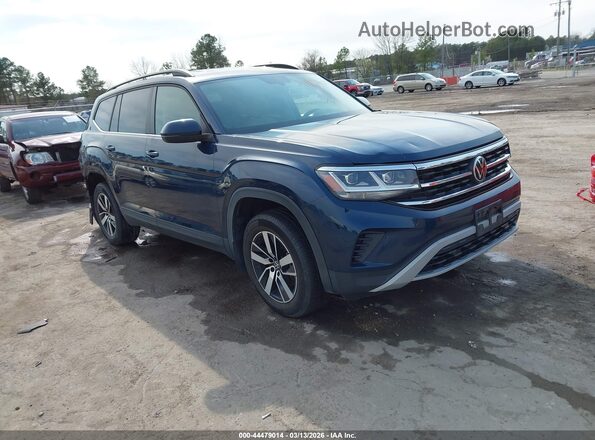 1V2LP2CA9MC595412 2021 VOLKSWAGEN ATLAS Синий Передняя правая четверть