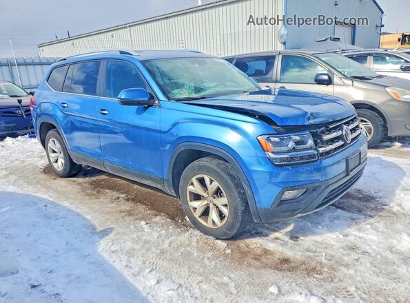 1V2LR2CA3KC522768 2019 VOLKSWAGEN ATLAS Синий Передняя правая четверть