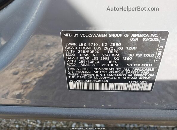 1V2WR2CA8SC545945 2025 VOLKSWAGEN ATLAS Черный Вид подкапотного пространства