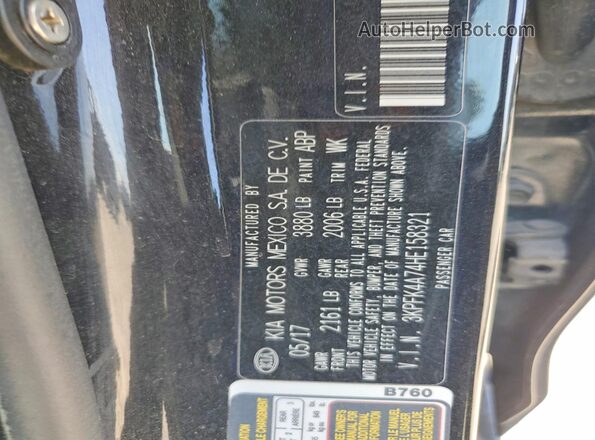 3KPFK4A74HE158321 2017 KIA FORTE Черный Вид наклейки с VIN-кодом