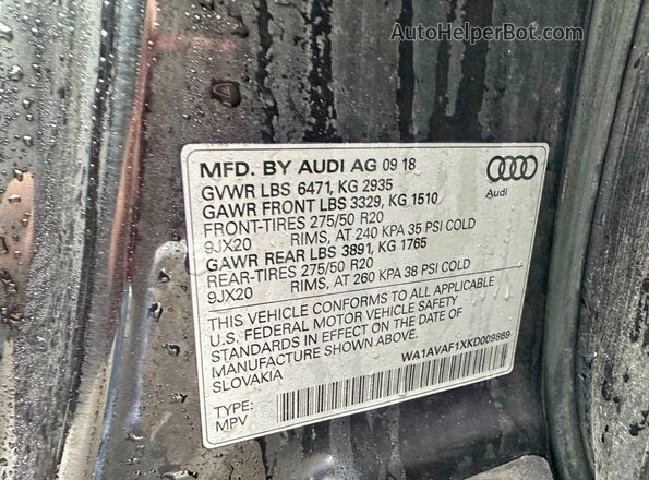 WA1AVAF1XKD009869 2019 AUDI Q8 Black Widok komory silnika