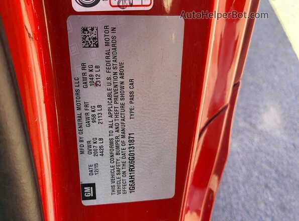 1G6AH1RX6G0131871 2016 CADILLAC ATS Красный Вид задней части салона