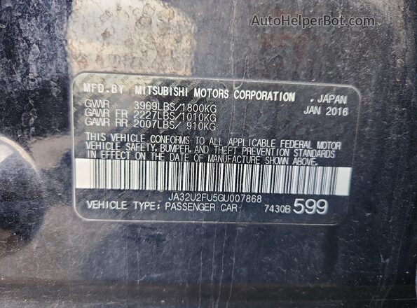 JA32U2FU5GU007868 2016 MITSUBISHI LANCER Черный Вид наклейки с VIN-кодом