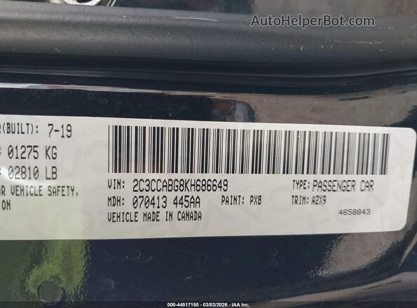 2C3CCABG8KH686649 2019 CHRYSLER 300 Black Engine compartment view