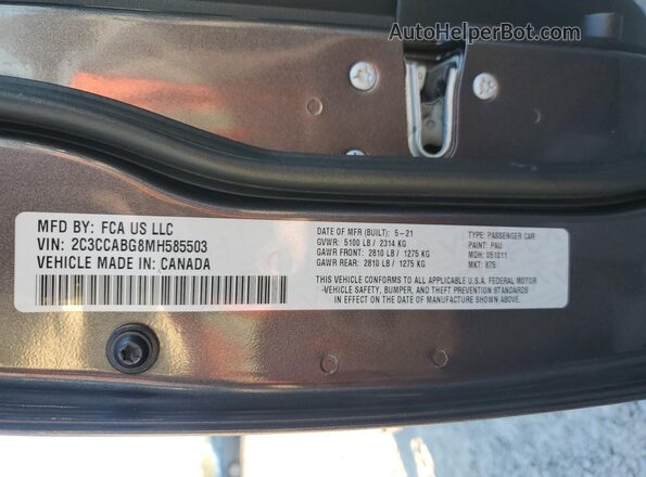 2C3CCABG8MH585503 2021 CHRYSLER 300 Gray ძრავის განყოფილების ხედი