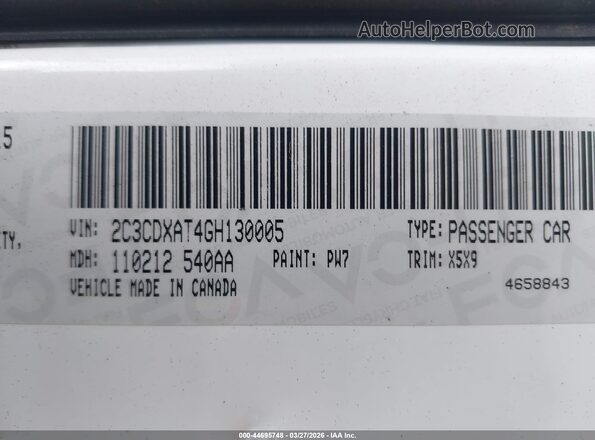 2C3CDXAT4GH130005 2016 DODGE CHARGER White Widok komory silnika