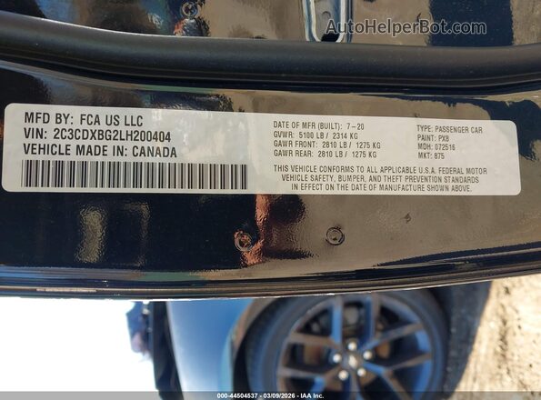 2C3CDXBG2LH200404 2020 DODGE CHARGER Черный Вид подкапотного пространства