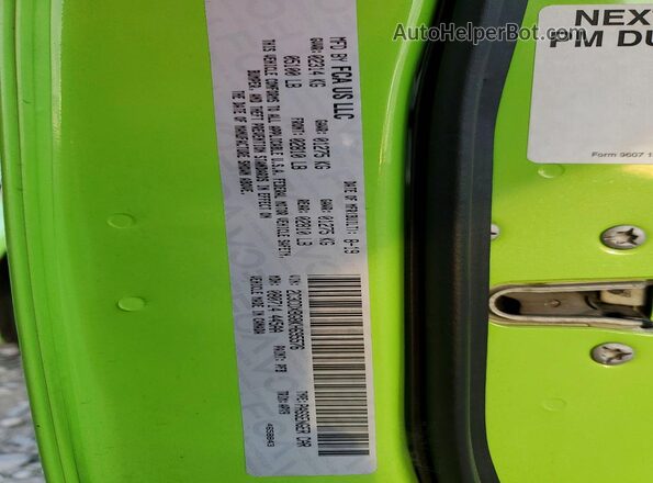 2C3CDXBG8KH695576 2019 DODGE CHARGER Green VIN კოდის სტიკერის ხედი