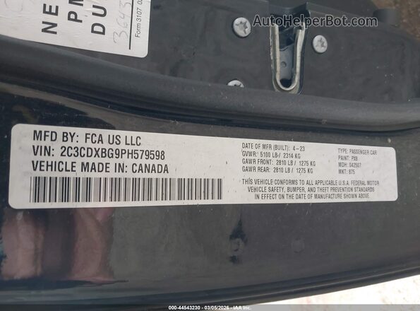 2C3CDXBG9PH579598 2023 DODGE CHARGER Black Vista de la etiqueta del VIN