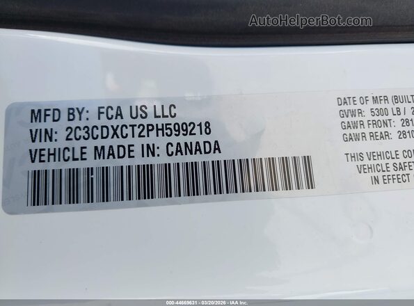 2C3CDXCT2PH599218 2023 DODGE CHARGER White Շարժիչի բաժամունքի տեսք