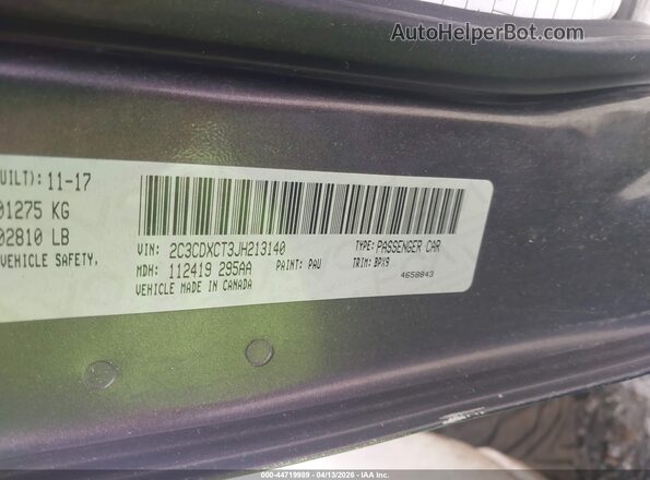 2C3CDXCT3JH213140 2018 DODGE CHARGER Gray Engine compartment view