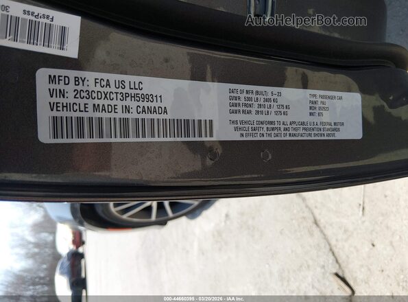 2C3CDXCT3PH599311 2023 DODGE CHARGER Серый Вид подкапотного пространства