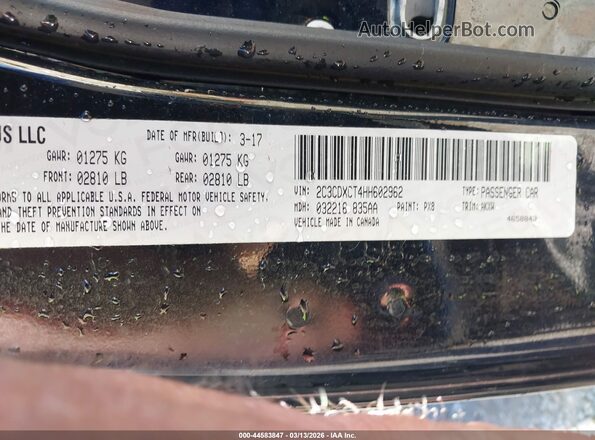 2C3CDXCT4HH602962 2017 DODGE CHARGER Черный Вид подкапотного пространства