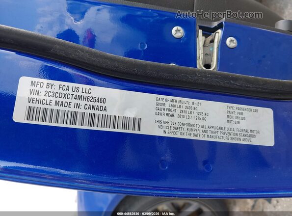 2C3CDXCT4MH625460 2021 DODGE CHARGER Blue Շարժիչի բաժամունքի տեսք