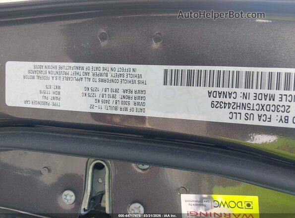 2C3CDXCT5NH244329 2022 DODGE CHARGER Gray Вид підкапотного простору