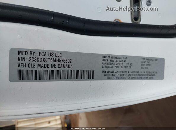 2C3CDXCT6MH575502 2021 DODGE CHARGER Белый Вид подкапотного пространства