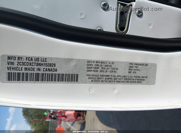 2C3CDXCT8NH153829 2022 DODGE CHARGER White Engine compartment view
