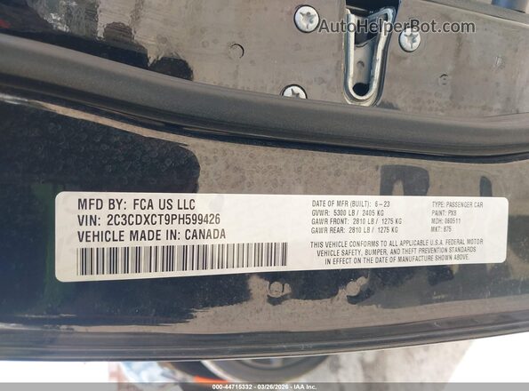 2C3CDXCT9PH599426 2023 DODGE CHARGER Black Widok komory silnika