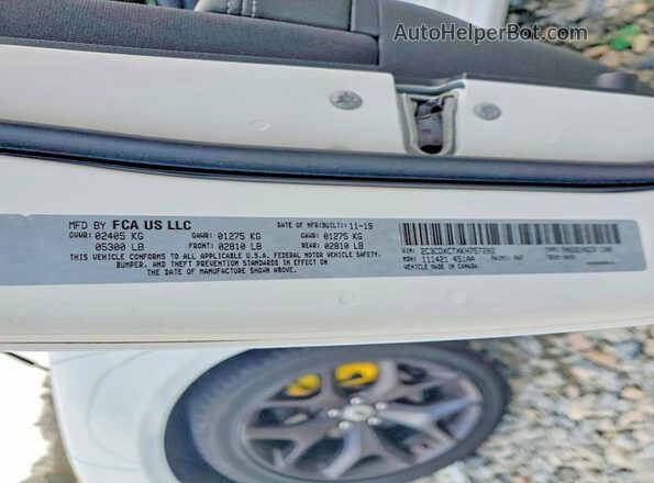 2C3CDXCTXKH757202 2019 DODGE CHARGER Белый Вид наклейки с VIN-кодом