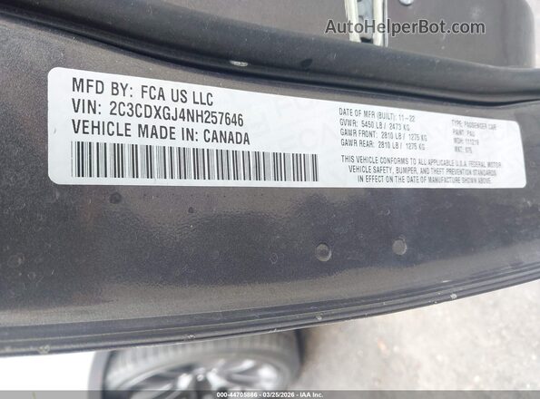 2C3CDXGJ4NH257646 2022 DODGE CHARGER Gray Вид підкапотного простору