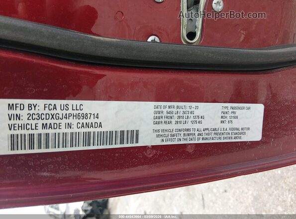 2C3CDXGJ4PH698714 2023 DODGE CHARGER Бордовый Вид подкапотного пространства