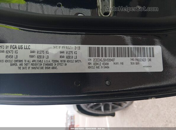 2C3CDXGJ5KH599487 2019 DODGE CHARGER Black Widok komory silnika