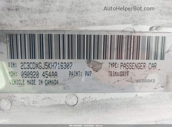 2C3CDXGJ5KH716307 2019 DODGE CHARGER Белый Вид подкапотного пространства