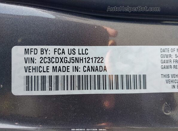 2C3CDXGJ5NH121722 2022 DODGE CHARGER Gray Widok komory silnika