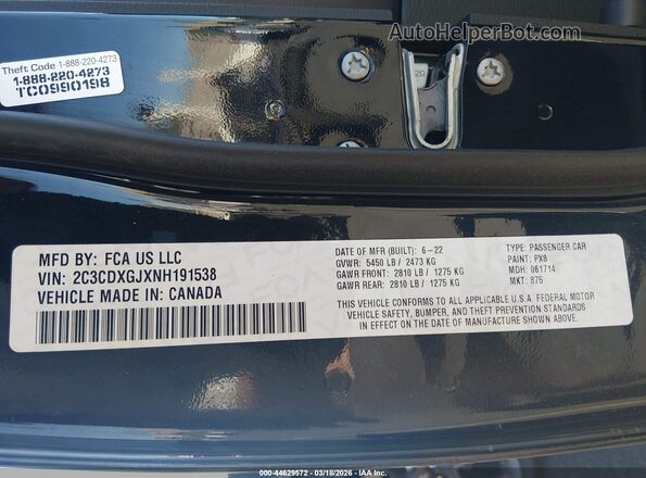 2C3CDXGJXNH191538 2022 DODGE CHARGER Black ძრავის განყოფილების ხედი