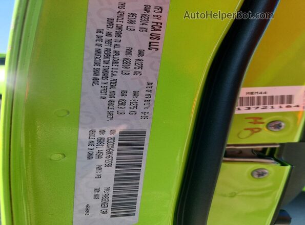 2C3CDXHG0KH672798 2019 DODGE CHARGER Зеленый Вид наклейки с VIN-кодом