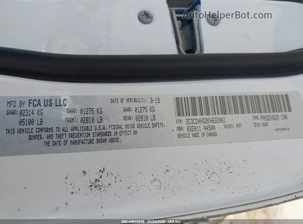 2C3CDXHG2KH632061 2019 DODGE CHARGER Белый Вид подкапотного пространства