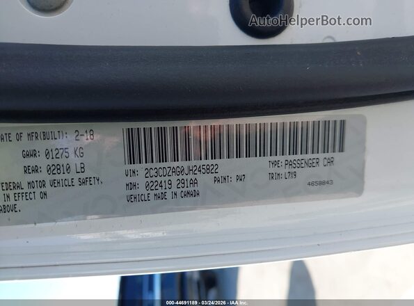 2C3CDZAG0JH245822 2018 DODGE CHALLENGER Белый Вид подкапотного пространства