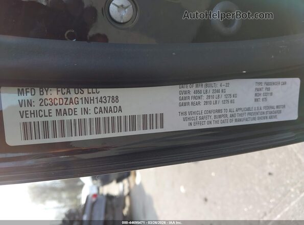 2C3CDZAG1NH143788 2022 DODGE CHALLENGER Черный Вид подкапотного пространства